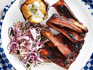Supplied News Sticky Aussie barbecue ribs with fennel and apple slaw