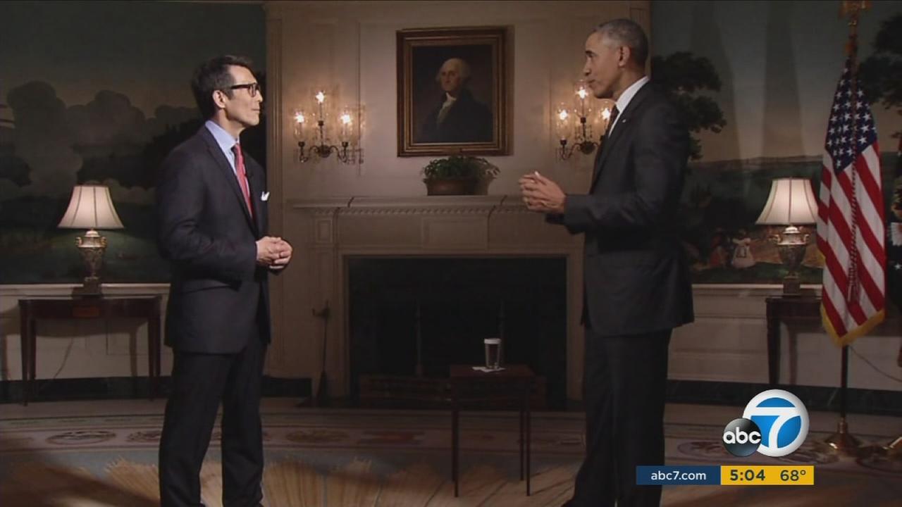 President Barack Obama talks about inclusion and diversity at the Oscars in an exclusive interview with ABC7s David Ono on Wednesday, Jan. 27, 2016.