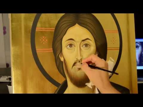 Painted orthodox icon of Jesus Christ Pantocrator,  ,,Ruler of All'' icon from on Mount Sinai