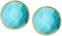 Saachi   18K Gold Clad Blue Topaz Stud Earrings