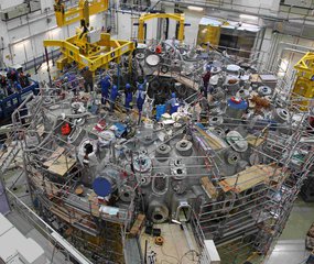 File - The last of the five field-period modules of the stellarator experiment Wendelstein 7-X was installed at the end of 2011.