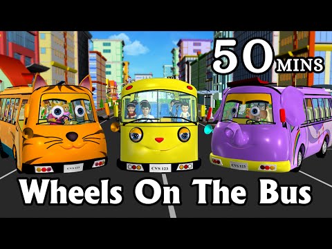 Wheels On The Bus Go Round And Round - 3D Animation Kids' Songs | Nursery Rhymes for Children