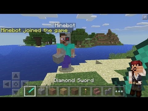 Minecraft pe 13.1 Minebot mod tutorial ( all commands ) + download