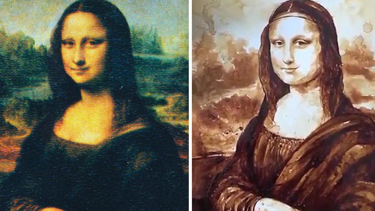 Maria A. Aristidou recreated the Mona Lisa using just Greek coffee and espresso.