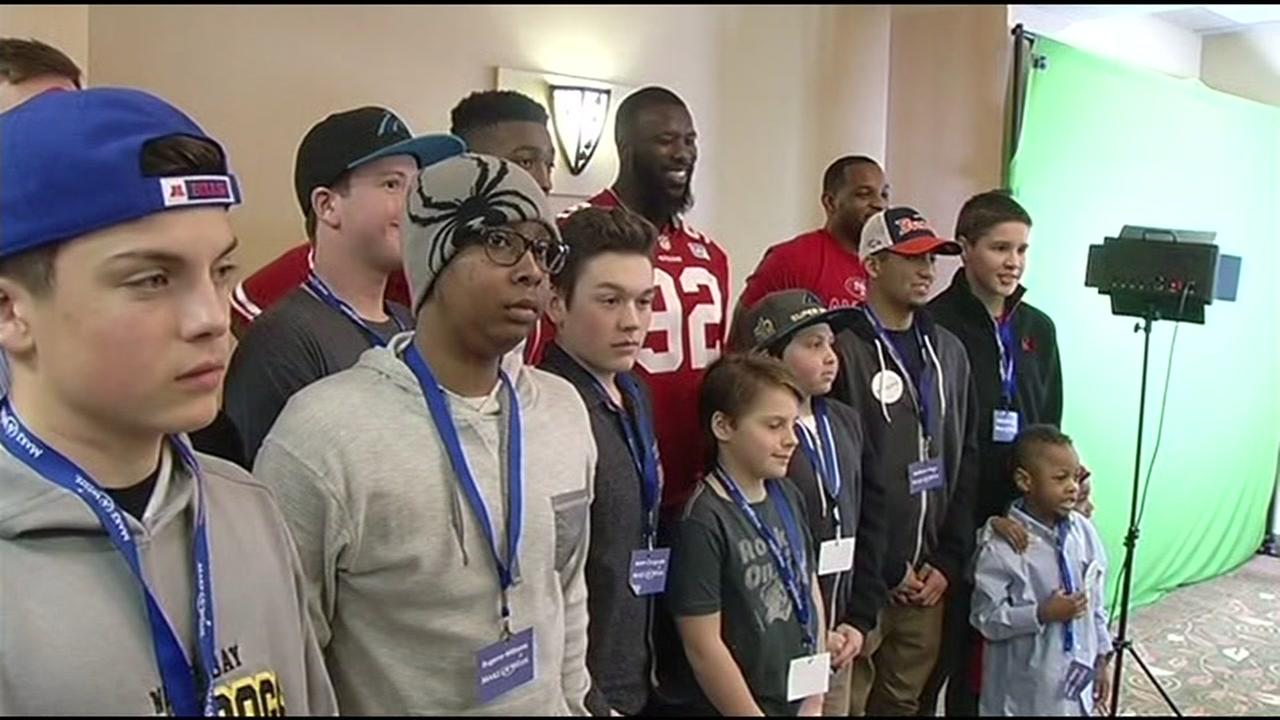 Fourteen Make-A-Wish children got the chance to meet several NFL players at an event in San Francisco on Thursday, February 4, 2016.