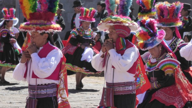 This was taken at the San Santiago Festival on Taquile Island August 2015. This is an island on the 

Peruvian side of Lake Titicaca.  The folklore and culture experienced on this Island was unlike 

anything else.  The festival was a joyful cultural celebration that proudly displays the dedication to 

traditional dress, dance, music and way of life here on the island.  With the main village standing at 

an altitude of 3,950m I was battling altitude sickness but stood watching in admiration as they 

danced and played handmade flutes with such energy and excitement. Melissa Mascaro