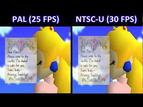 Super Mario 64 - PAL and NTSC - Side-by-Side Comparison [HD]