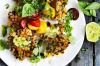 Corn fritters with jalapeno butter and heirloom tomato salsa.