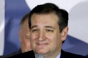 Republican presidential candidate Senator Ted Cruz speaks at a caucus night rally in Des Moines, Iowa.