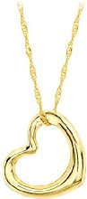 Carissima Gold 9 ct Yellow Gold Open Heart Pendant on Twist Curb Chain Necklace of 46 cm/18-inch