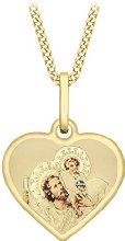 Carissima Gold 9ct Yellow Gold St Christopher Heart Pendant on Curb Chain of 46cm/18 Inch