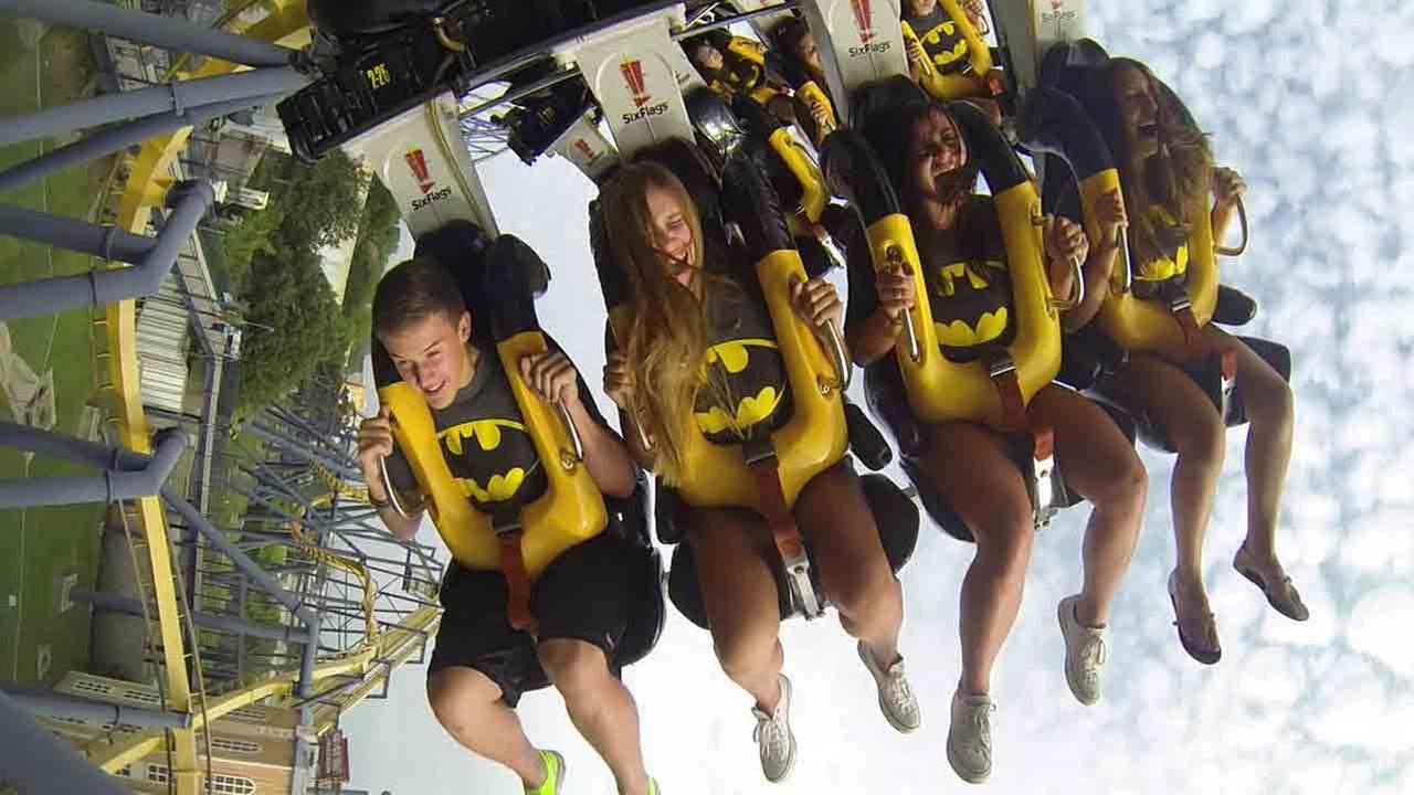 Riders experience a gravity-defying role reversal with BATMAN(TM): The Ride at Six Flags Great Adventure.