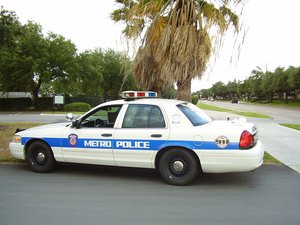 Police car used by Metropolitan Transit Authority of Harris County, Texas METRO Police automobile METRO operates its own police department. With over 185 Texas peace officers and 88 non-sworn, civilian employees, the department's main goal is to ensure safety and security on the transit system.