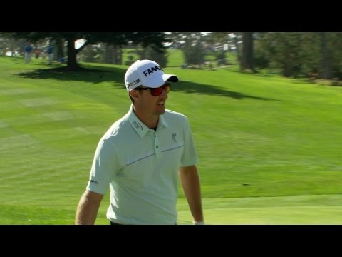 Justin Rose holes out from greenside bunker at AT&T Pebble Beach