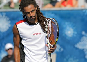 Dustin Brown (GER) competes against Sam Querrey (USA) round 1 of the Delray Beach International Tennis Championships Delray Beach Florida USA - 2/21/2011