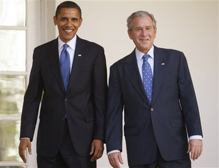 Barack Obama, then President-elect, and President George W. Bush at the White House during the 2008 transition.