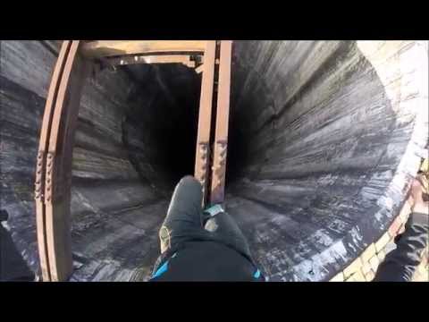 Climbing huge chimney in Pitesti