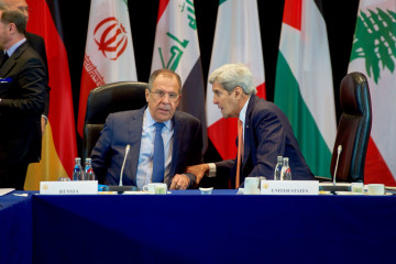 Sec. State John Kerry and Russian Foreign Minister Sergey Lavrov at ISSG Meetings in Munich. Feb. 11, 2016 (by Dept of State)