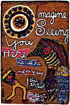 Illustrated card, Imagine Seeing you here, by Kenneth Patchen, anarchist