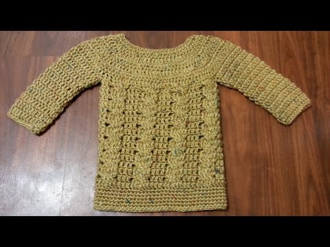 #Crochet Baby Cable Sweater Dress Jumper #TUTORIAL Crochet Infant