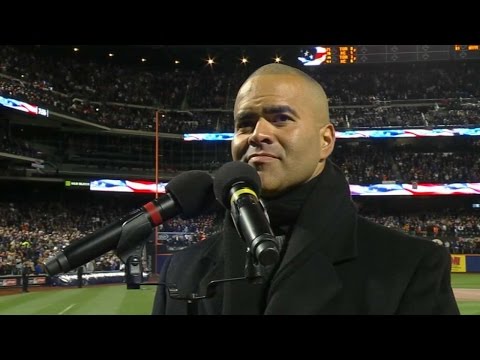 Chris Jackson sings the national anthem