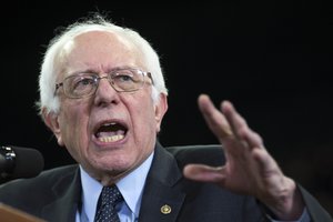 Democratic presidential candidate Sen. Bernie Sanders, I-Vt., speaks during a rally at Eastern Michigan University, on Monday, Feb. 15, 2016, in Ypsilanti, Mich.