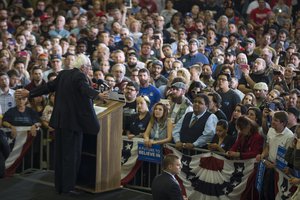 Democratic presidential candidate Sen. Bernie Sanders, I-Vt., speaks during a rally at Bonanza High School, on Sunday, Feb. 14, 2016, in Las Vegas.