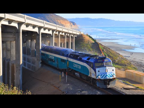 Trains Along the Pacific Ocean