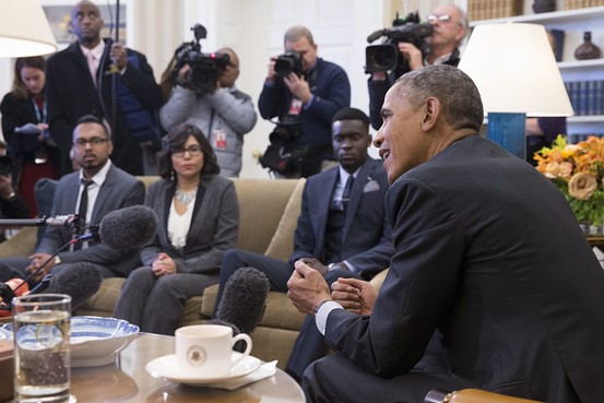 Obama may be the only President to meet with illegals in his office--but he didn't invite them to stay with him.
