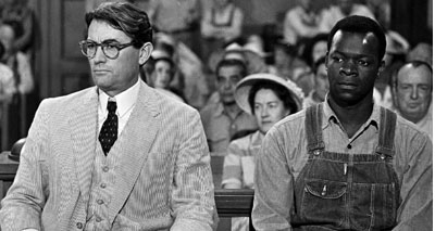 Actor Gregory Peck as Atticus Finch, and actor Brock Peters as Tom Robinson--this is not a documentary.