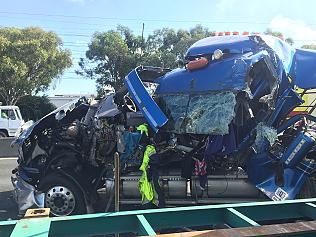 DRIVERS LUCKY TO ESCAPE MAJOR INJURY AFTER TRUCKS MANGLED ON M4 MOTORWAY