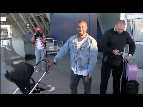 (New) Kim Kardashian Kanye West and North West arriving to NYC JFK Airport 09-06-15