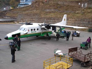 Dornier Do 228 of Tara Air at Tenzing-Hillary Airport in Lukla, Nepal.