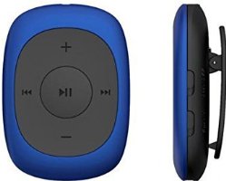 AGPTek Badge Lecteur MP3 8Go boutons indépendants Portable de Clip du joueur avec Radio FM supportant les formats MP3, WMA WAV (Bleu)