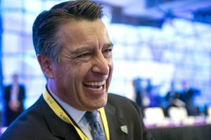 Nevada Governor Brian Sandoval participates in the opening session of the National Governors Association Winter Meeting in Washington, Saturday, Feb. 20, 2016