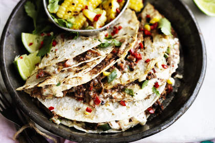 Neil Perry's Bean quesadillas with corn salsa.