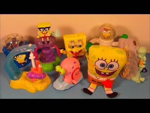 2002 SPONGEBOB SQUAREPANTS SET OF 8 BURGER KING KID'S MEAL TOY'S VIDEO REVIEW