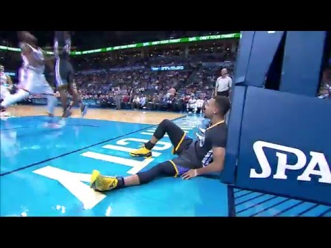 Stephen Curry Injury | Warriors vs Thunder | February 27, 2016 | NBA