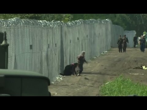 Refugees break through newly-built border fence in Hungary