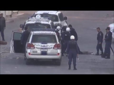 Bahrain :  Riot Police Chase and Clash With Protesters in The First Day Of (Nimr Strike)