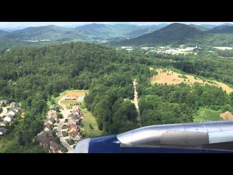 Delta Airbus A319 landing at Asheville Regional Airport