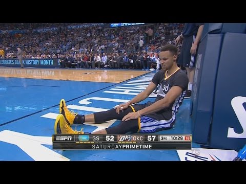 Stephen Curry Injures his Ankle - WARRIORS vs THUNDER - FEB 27, 2016 | 2015-16 NBA SEASON