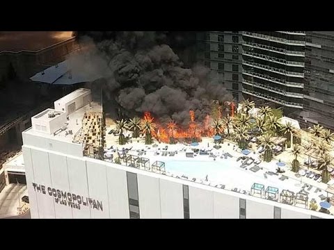 BREAKING NEWS FIRE AT THE COSMOPOLITAN POOL AREA 2 BURNED FLAMES LAS VEGAS NEVADA 720p HD 7/25/2015