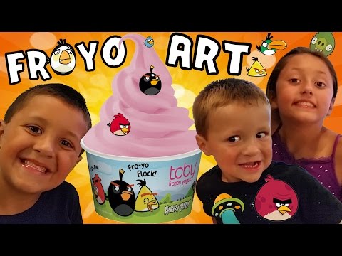 Angry Birds Frozen Yogurt ART Creation! a TCBY Froyo Vlog w/ The Skylander Fam + Sad Chuck