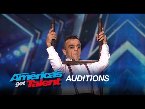 Uzeyer Novruzov: Man Channels Charlie Chaplin During Ladder Stunt - America's Got Talent 2015