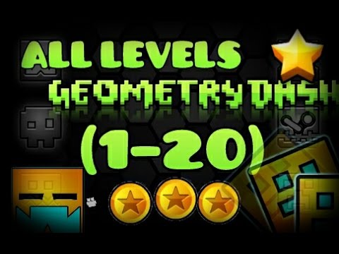 All levels Geometry Dash 1-20 [100%] [All Coins]