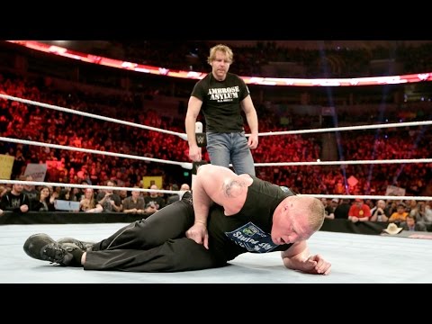 WWE RAW 2/8/2016 Dean Ambrose calls out Brock Lesnar