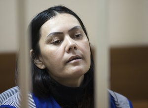 Gulchekhra Bobokulova from Uzbekistan appears in a court room in Moscow, Russia, Wednesday, March 2, 2016.