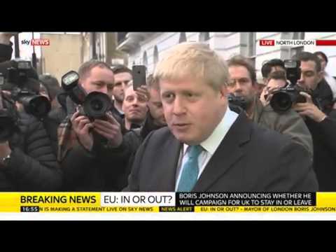 Boris Johnson Announces He Will Campaign For Britain To Leave The EU