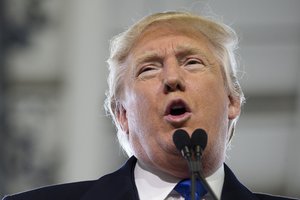 Republican presidential candidate Donald Trump speaks during a campaign stop at the Signature Flight Hangar at Port-Columbus International Airport, Tuesday, March 1, 2016, in Columbus, Ohio.